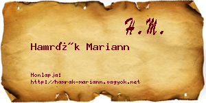 Hamrák Mariann névjegykártya